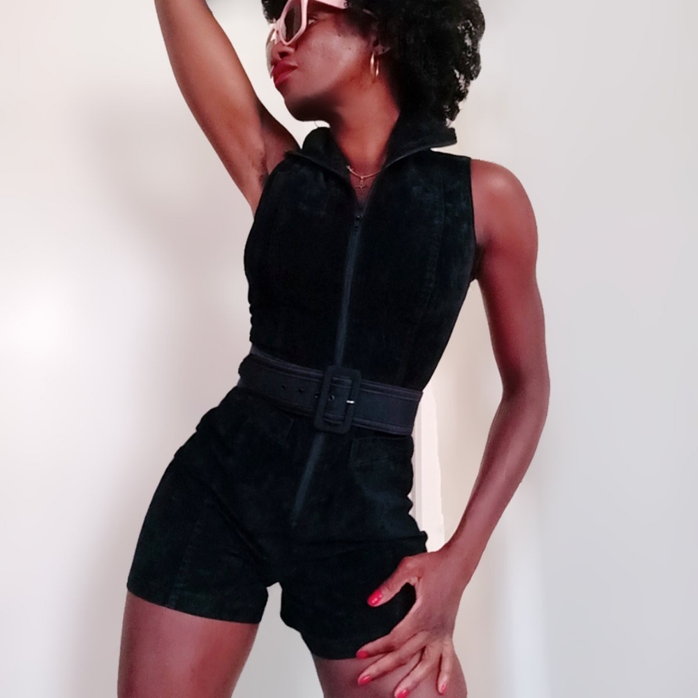 VINTAGE | Faux Suede Catsuit Romper Size 6